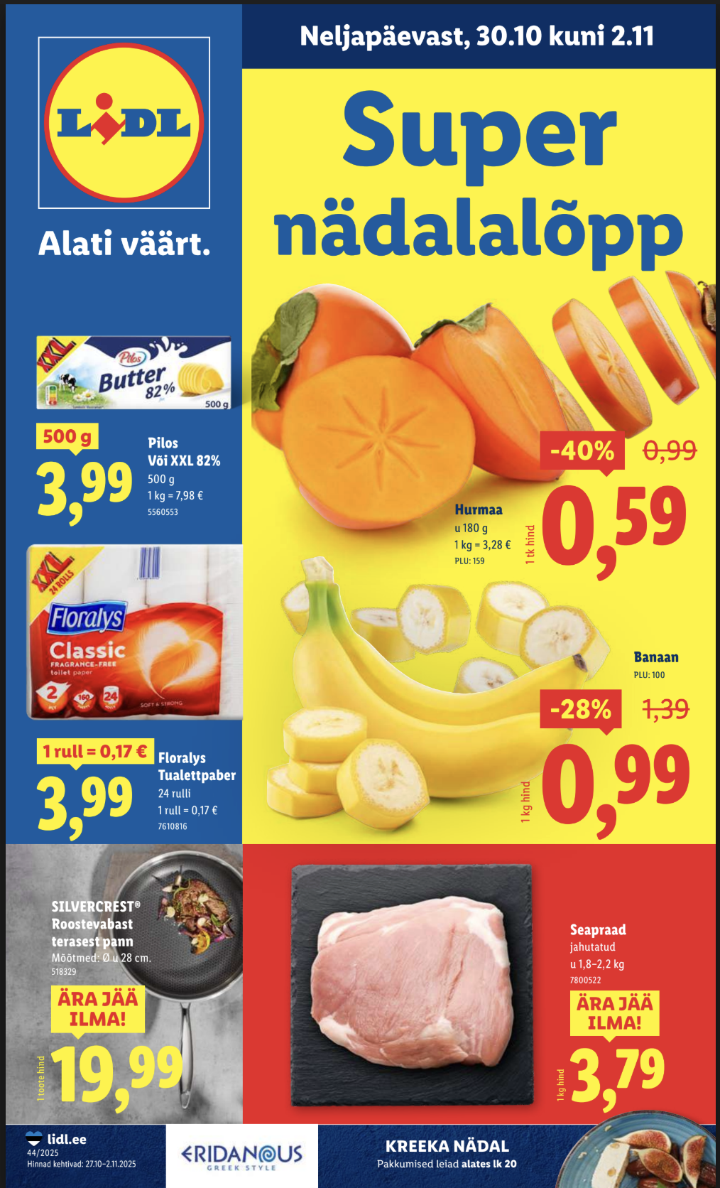 LIDL Nädalalõpu 30.10.-02.11.2025 Kataloogid