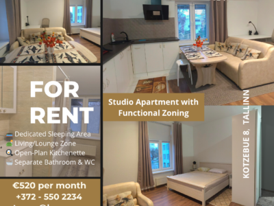 Hubane 1-toaline korter Kalamajas – otse EKA vastas ja Vanalinna lähedal!