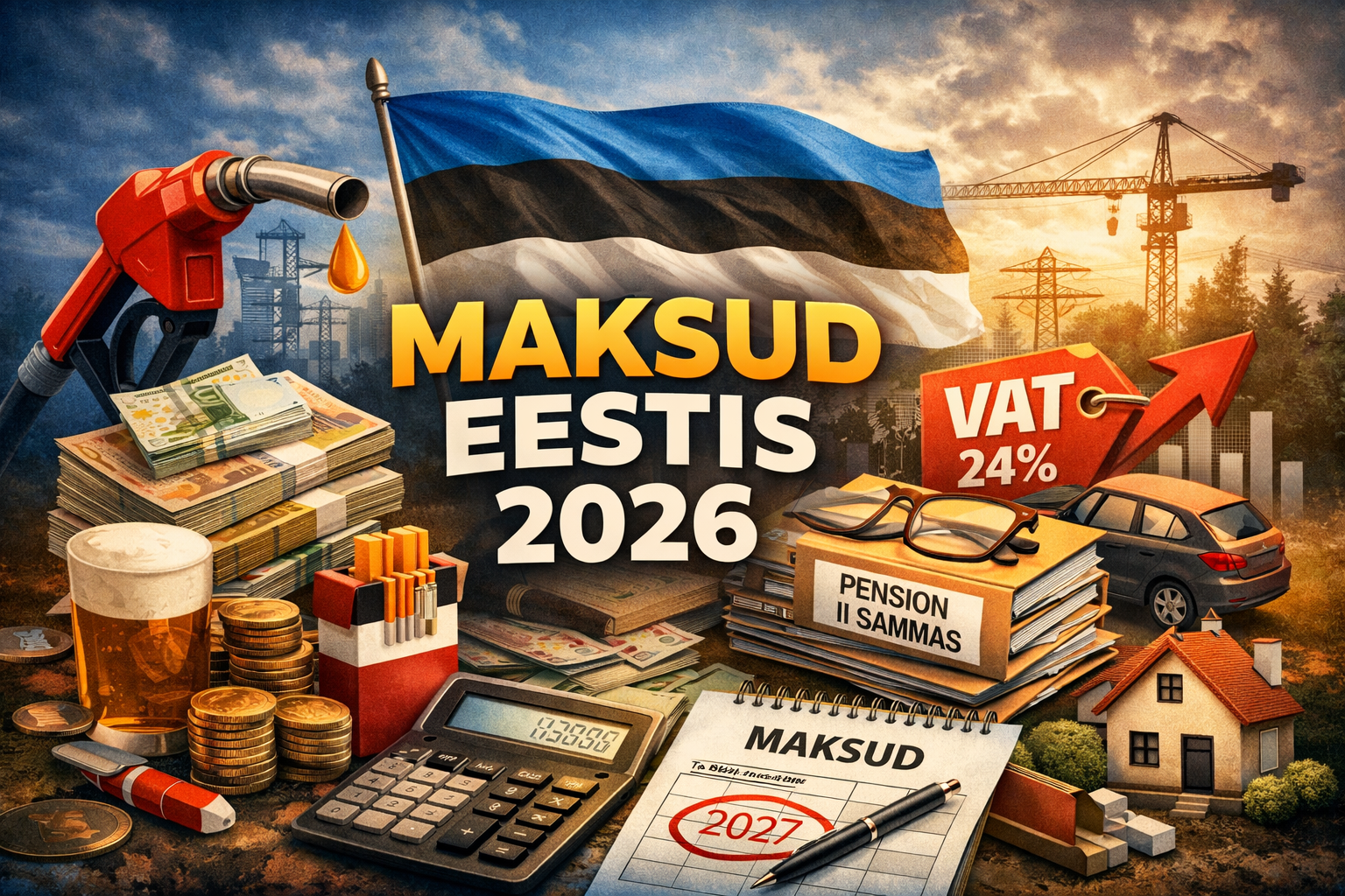 Maksumuudatused Eestis 2026. aastal: kõik muudatused punktide kaupa (tulumaks, maksuvaba tulu, II sammas, sotsiaalmaks, käibemaks, aktsiisid, maamaks ja automaks, „huviringid“)