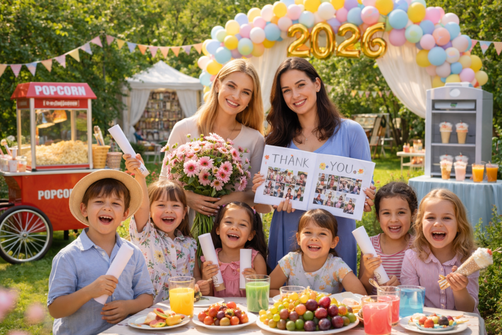 Lasteaia lõpetamine: ideed, korraldus, dekoratsioonid, suupistelaud, kingitused ja peostsenaariumid õue ning siseruumi